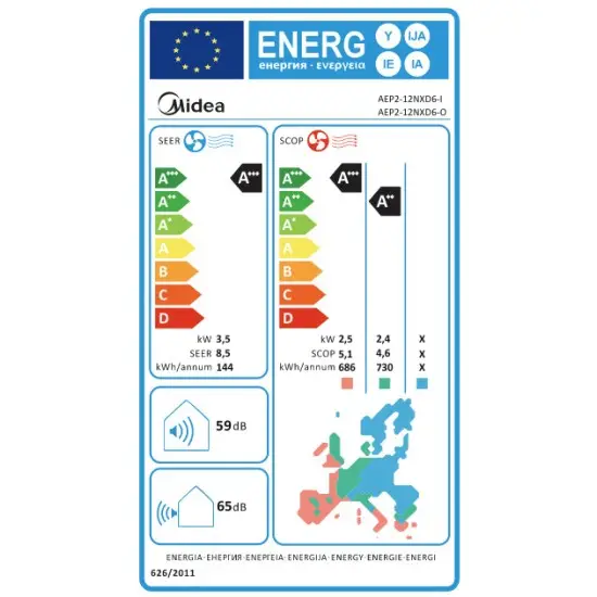 Midea All Easy Pro AEP2-12NXD6-I / AEP2-12NXD6-O Κλιματιστικό Inverter 12000 BTU A+++/A++ με Ιονιστή και WiFi Midea All Easy Pro AEP2-12NXD6-I / AEP2-12NXD6-O Κλιματιστικό Inverter 12000 BTU A+++/A++ με Ιονιστή και WiFi